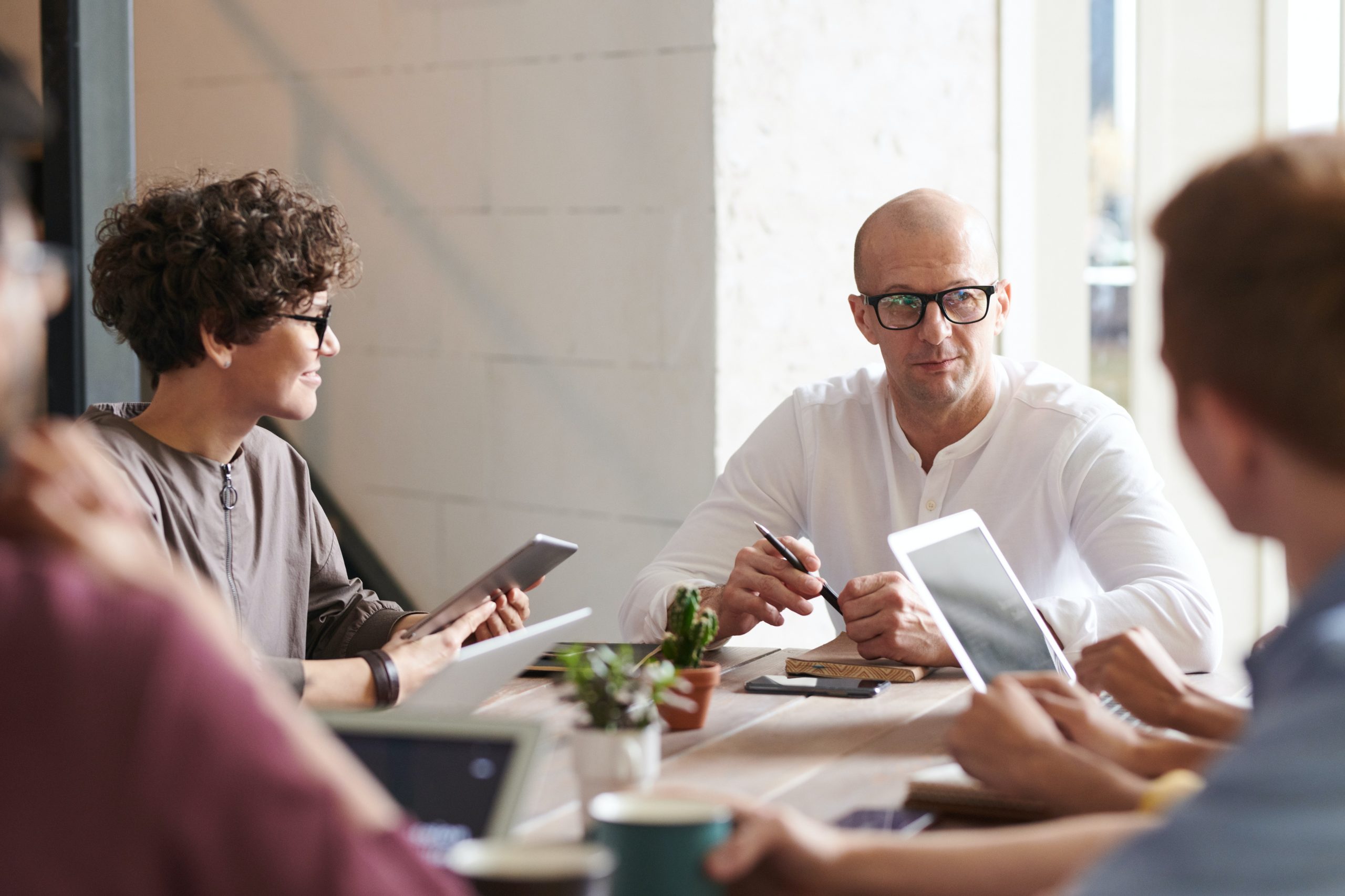 man discussing small business loans